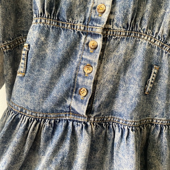 Stunning Vintage Western Hollywood Light Denim Midi Dress 80s 90s belted - Picture 7 of 9